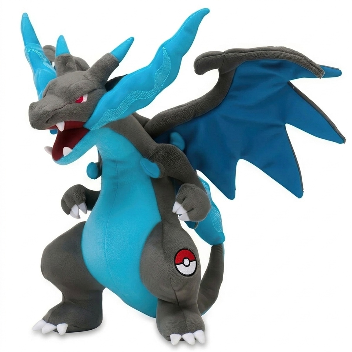 Mega Charizard X Pluszak z odznaką potwierdzającą autentyczność produktu.