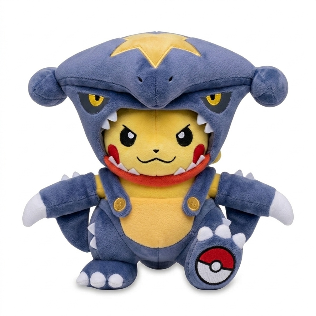 Pikachu Garchomp Pluszak z odznaką potwierdzającą autentyczność produktu.